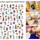 Self adhesive vinyl nail decals with grinning skull and pumpkin art