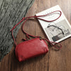 Leather Women's Shoulder Bag - Burgundy