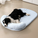 Pet cooling mat and bed with a pea textured cool touch cover and a raised bolster edge