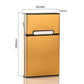 Gold aluminum cigarette case with maker size marks of 108 by 62 by 18 millimeters