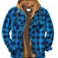 Plaid hooded jacket shown open with the diamond quilted lining visible
