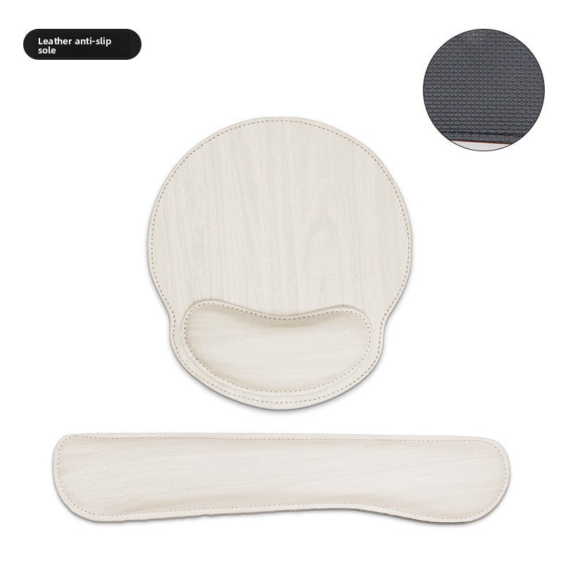 Leather look memory foam wrist rest mouse pad in a neutral shade