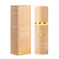 Peach retail carton and matching pump bottle of the 30 g color changing foundation serum side by side on white