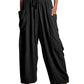 Elastic Waist Pleated Straight Leg Pants