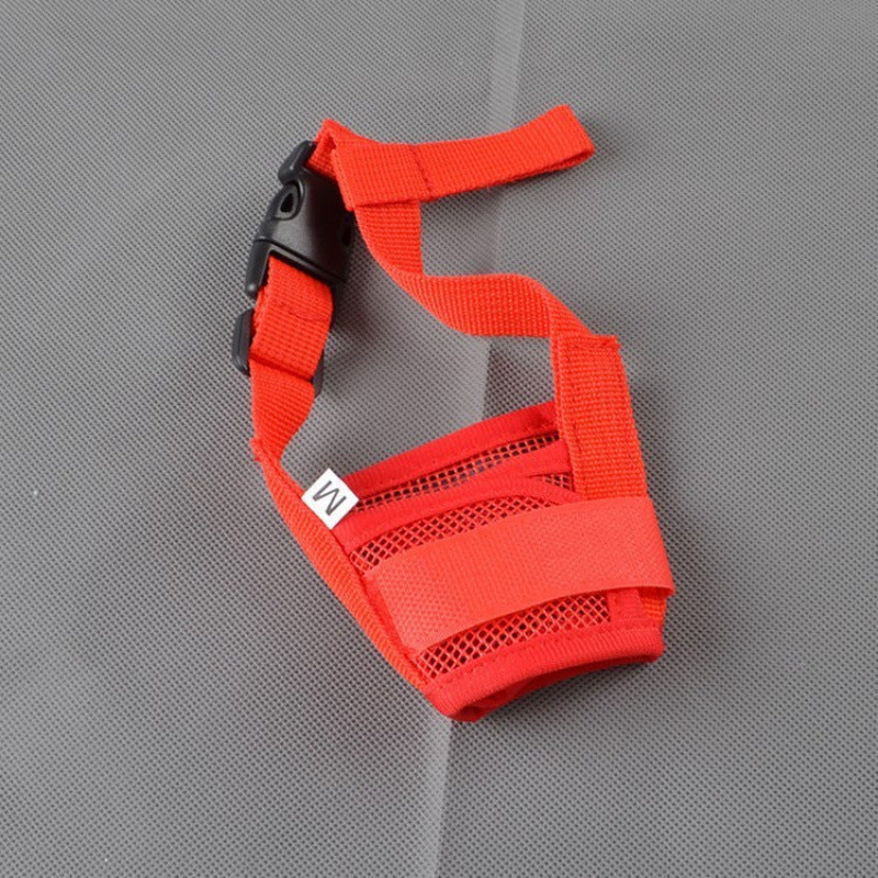 Close view of the buckle that fastens the dog muzzle behind the head