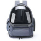 Blue transparent dome pet carrier backpack with a front pocket and side holes on white, Blue option