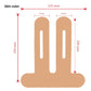 Skin colour pre-cut knee tape piece with printed dimensions in millimetres