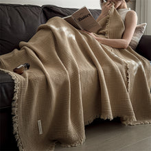 Cotton Gauze Throw Blanket with Tassel Edges
