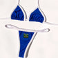Yellow and green Brasil thong bikini brief with embroidered patch
