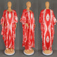 Tie dye batwing kaftan maxi dress with marbled print falling to the ankle, front view