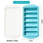 Six compartment silicone tray beside its white lid, 29 cm long, 360 g, option 6 Cavities 29 cm Tray, Turquoise