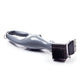 Side angle of the barbecue grill brush with grate comb teeth and steel bristles on the cleaning head