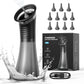 Electric ear irrigation device in soft studio lighting showing its black finish