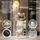 Beige XXL astronaut bear statue 132 cm total height with moon lamp, Xiao Ai speaker and coin bank callouts