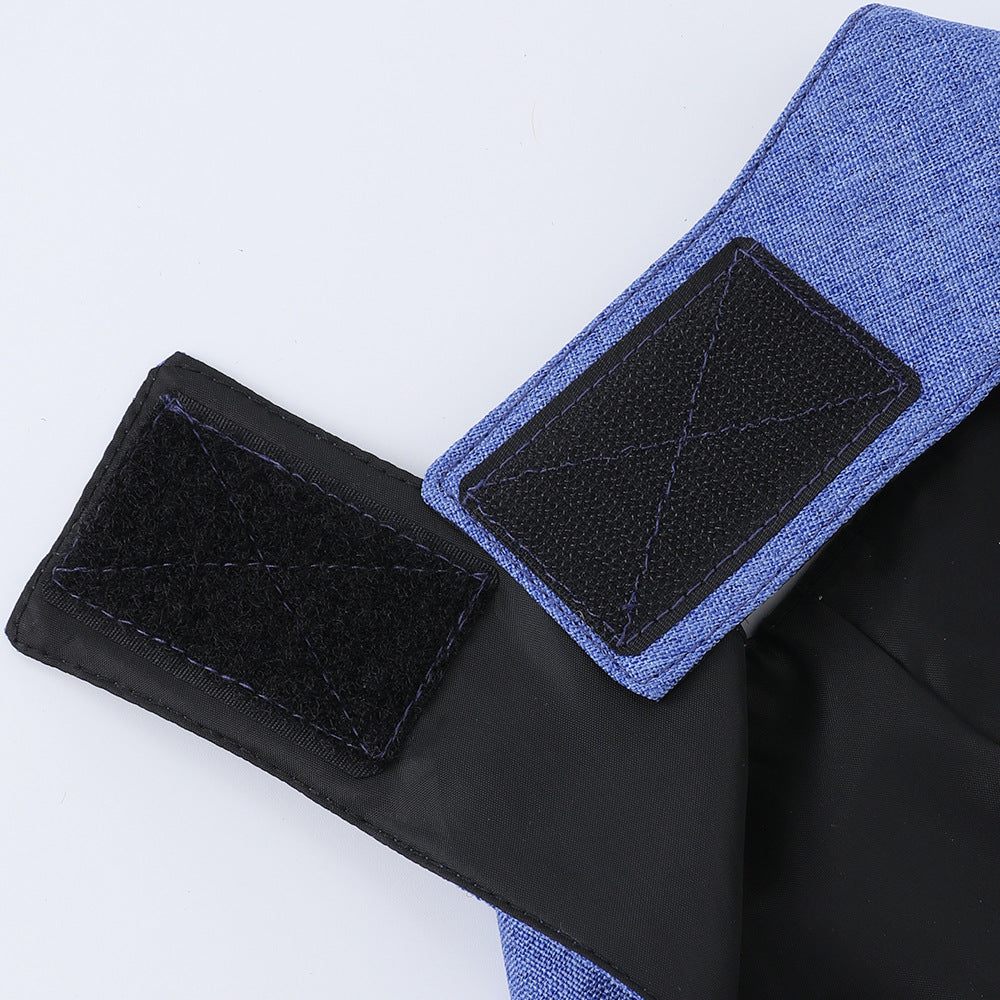 Close-up of the fabric and stitched bow of the pet bow tie vest