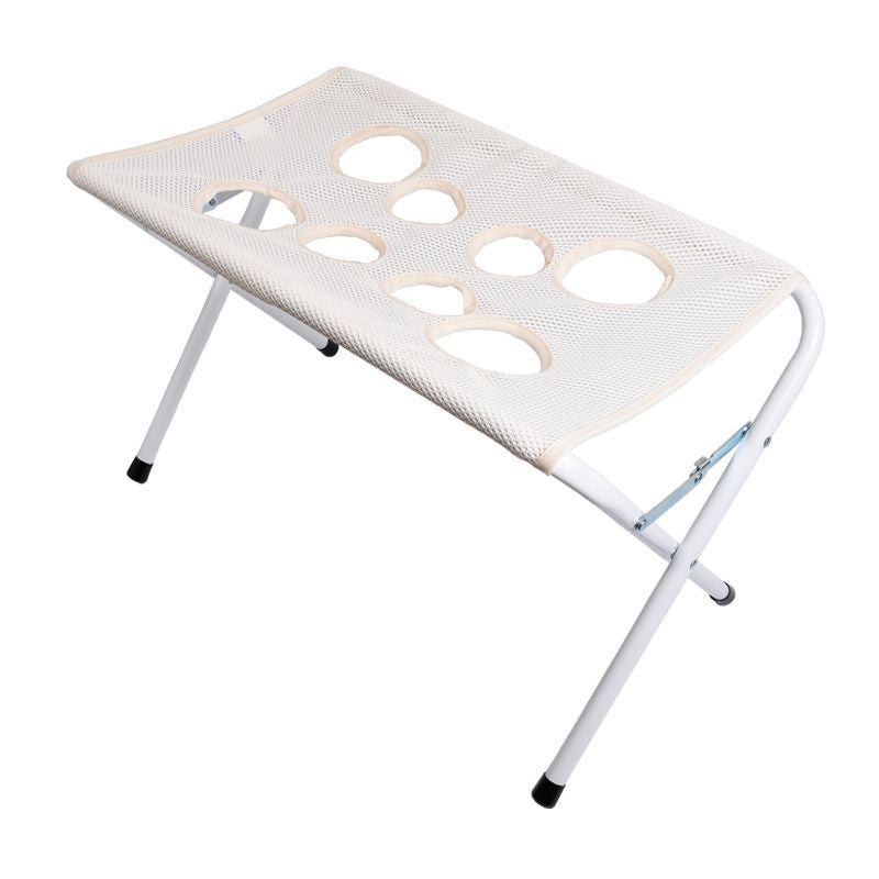 Foldable pet grooming stand, the stand folded flat for storage