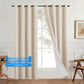 Linen look polyester blackout grommet curtain panel with white thermal backing shown against a clean white wall