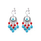 Bohemian tassel and bead clip-on drop earrings, aged tone zinc alloy frame, handmade pair on plain white background