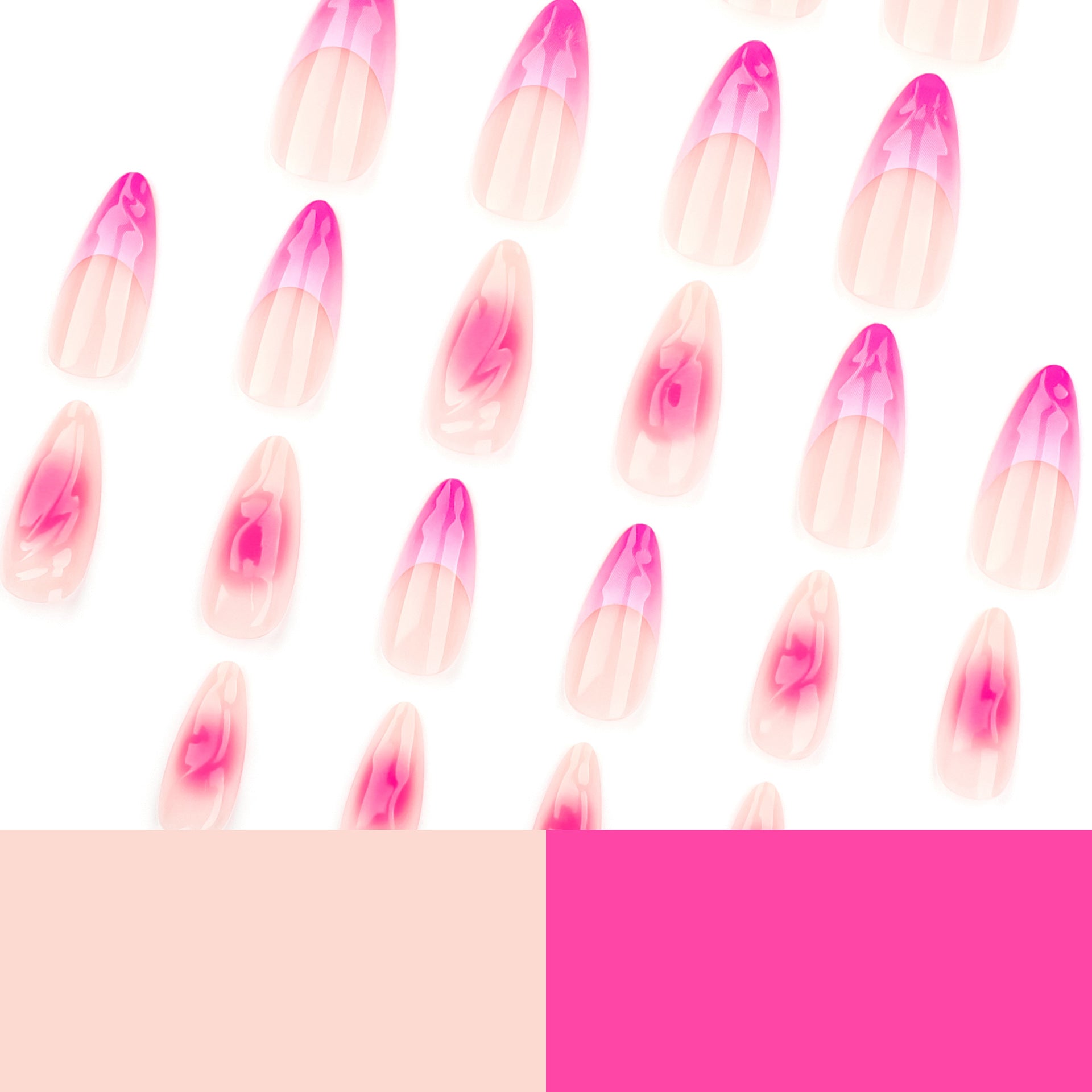 Ombre gradient wearable nail tips | top down arrangement layout