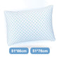 Rectangular memory foam bed pillow with a quilted cooling knit cover angled to show the zip edge