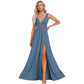 Elegant Sleeveless Long Swing Dress With Deep V