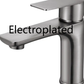 Gunmetal gray single lever faucet, option image labeled Electroplated