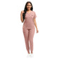 Scrub jogger pants side view with a thigh cargo pocket and cuffed ankle
