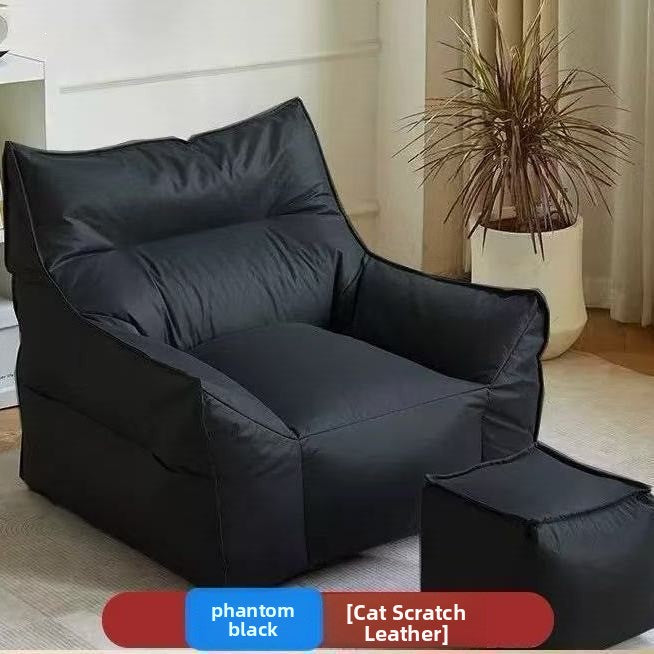 Midnight black bean bag armchair with a matching square footstool, Midnight Black with Footstool option