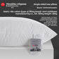 Single sided low bed pillow in profile on a pale surface, cotton ticking, 800 g of fill