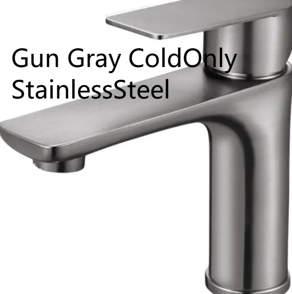 Gunmetal gray single lever faucet, option image labeled Gun Gray ColdOnly StainlessSteel