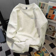 White Gray Round Neck Fleece Lined Thick