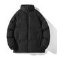 Side-seam slip pocket detail on the men's padded puffer jacket