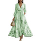 Floral pleated maxi dress high defined waist with tie waistband detail view
