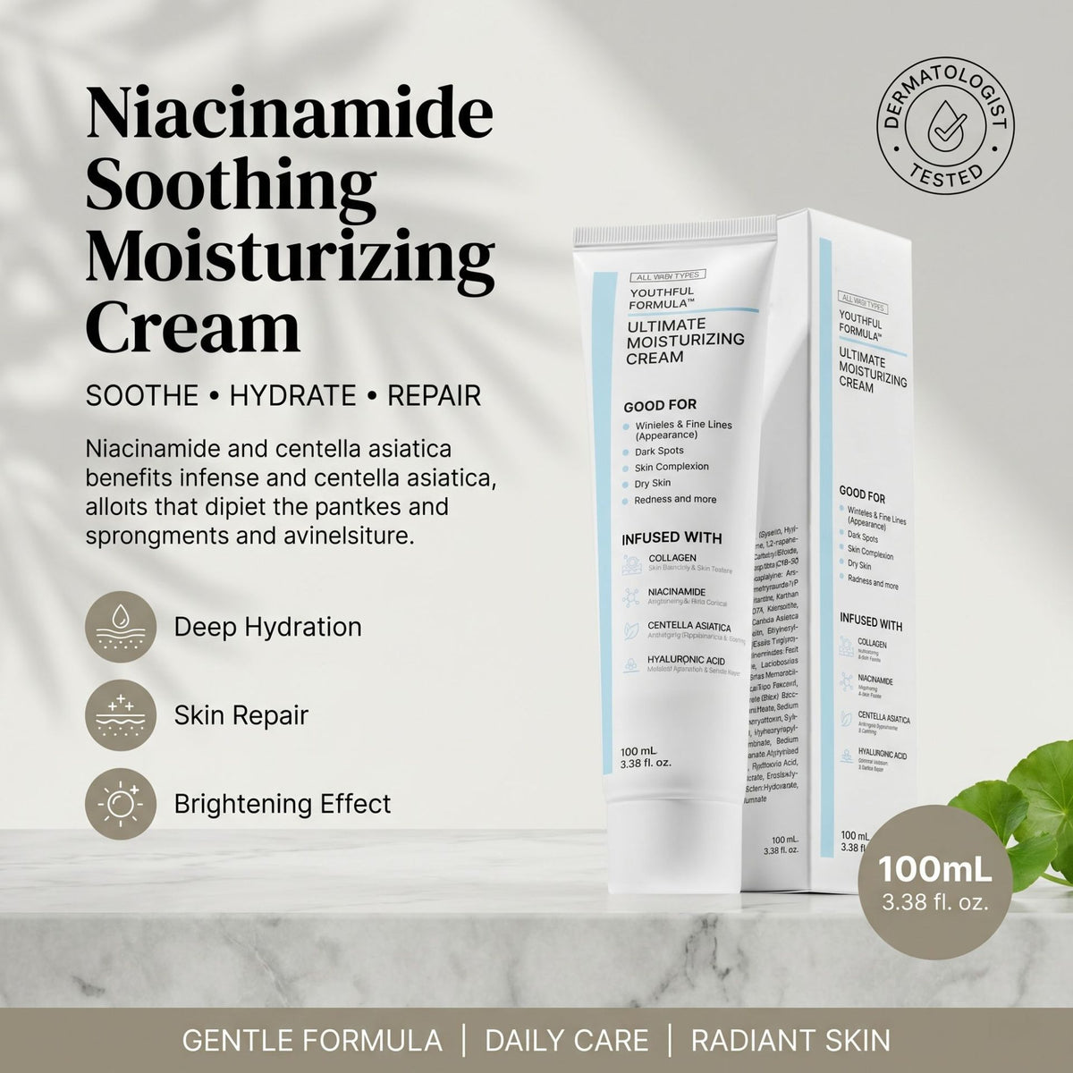 Niacinamide moisturizing face cream tube shown front view