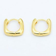 Gold Squared Huggie Hoop Earrings