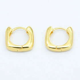 Gold Squared Huggie Hoop Earrings