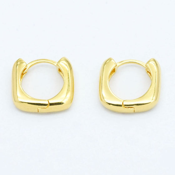 Gold Squared Huggie Hoop Earrings