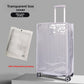 Clear PVC suitcase cover with a bound edge and a cutout for the trolley handle