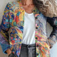 Vintage 3D Digital Print Cardigan Sweater for Women