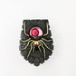 Spider red eye Halloween doorbell, a black PVC spiderweb plaque with a glowing red eyeball and push button