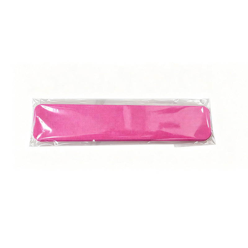 Pink I shaped tape strip sealed in a clear polybag