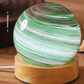 Midsummer glass planet night light, green and white swirl, color box, USB rechargeable touch