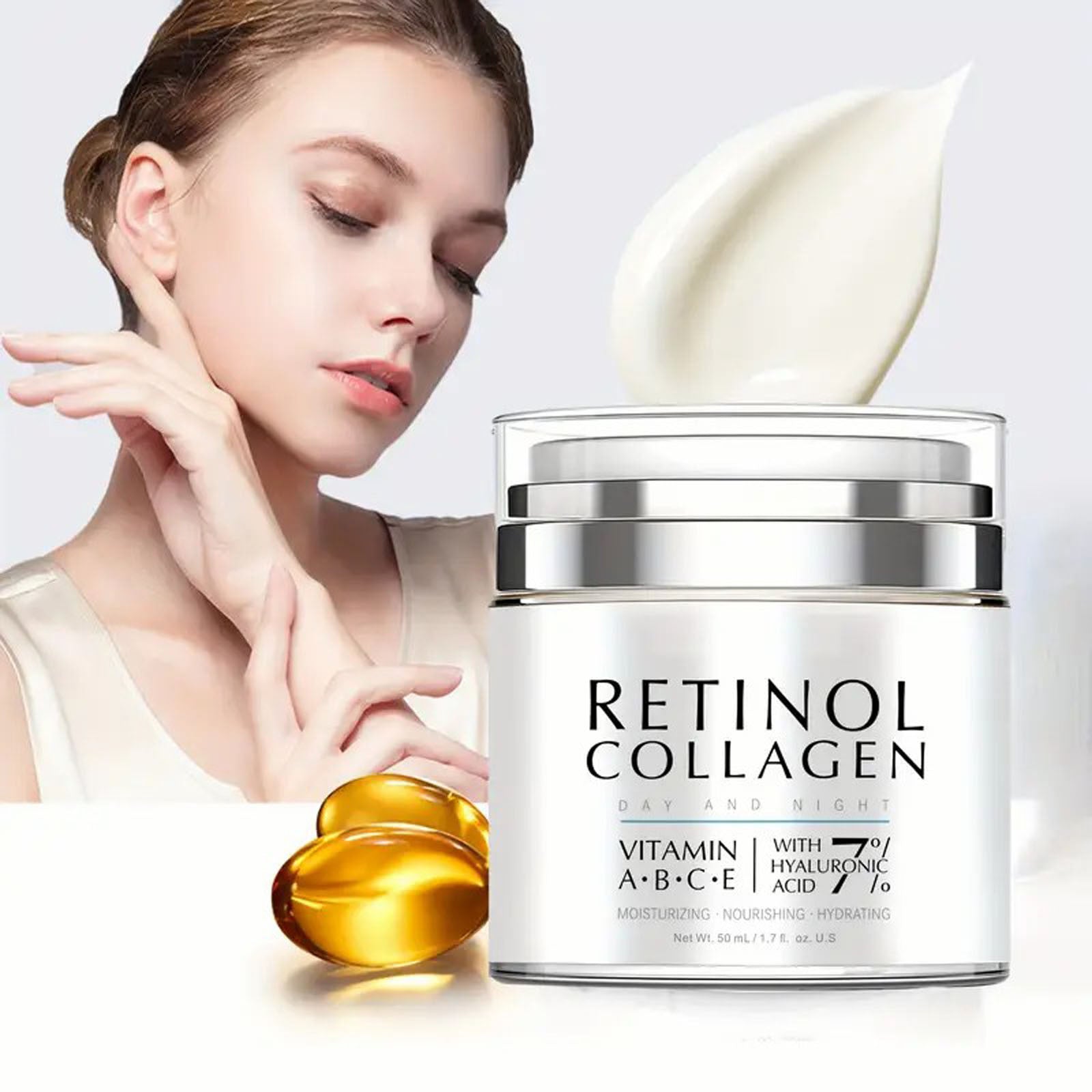 Close-up of the smooth collagen face cream texture