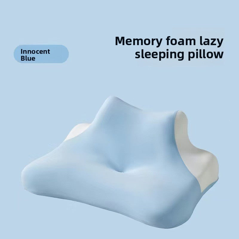 Pink contour memory foam pillow showing the two tone quilted cover