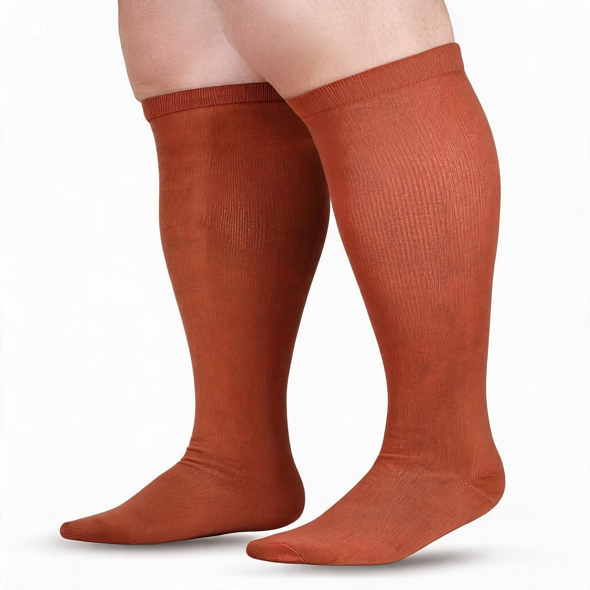 Knee high plus size compression sock shown to show the smooth breathable knit