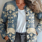 Vintage 3D Digital Print Cardigan Sweater for Women