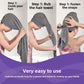Three step guide showing how to comb, rub and secure the hair towel wrap with an elastic strap