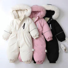 Children's Padded One-Piece Hooded Snowsuit with Reflective Sleeve Strips