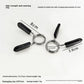 Pair of steel snap rings with black grip tips for 2.5 cm barbell rods, 7 by 6.5 by 2 cm, 50 g