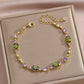 Zircon Gold Plated Leaf Design
